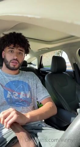Hot guy  cums in car