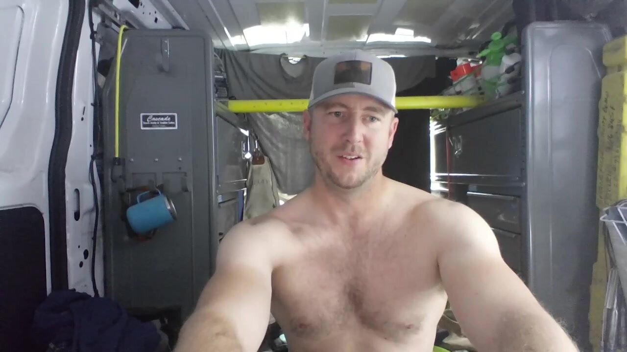 Guy In His Van Shows Off Ass