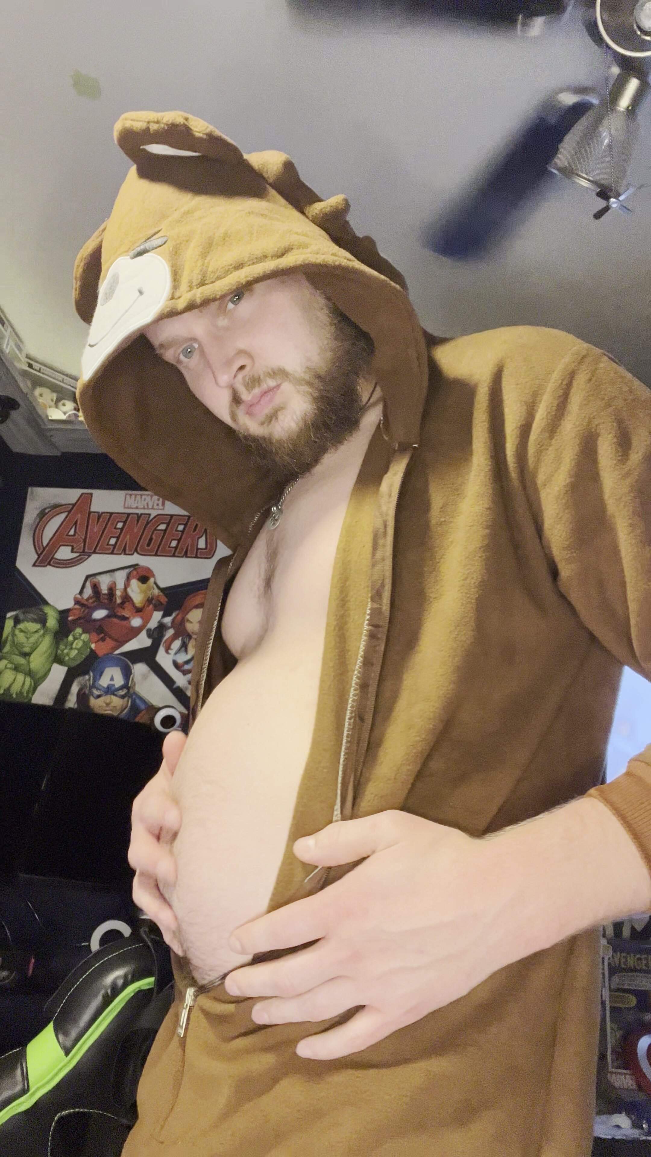 Belly Rubs in Bear Suit