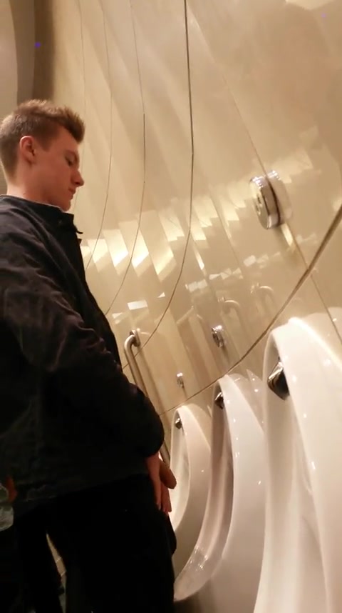 BLOND BOY WITH HUGE DICK AT URINAL