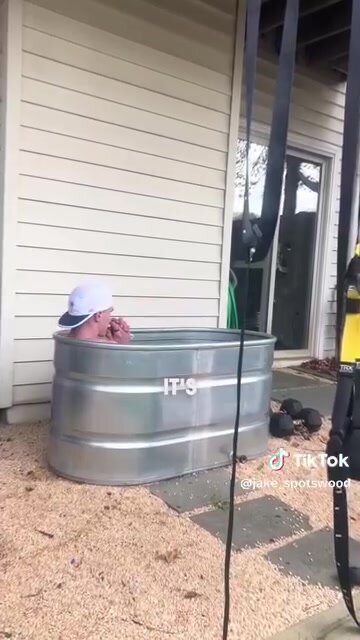 shirtless jock ice bath