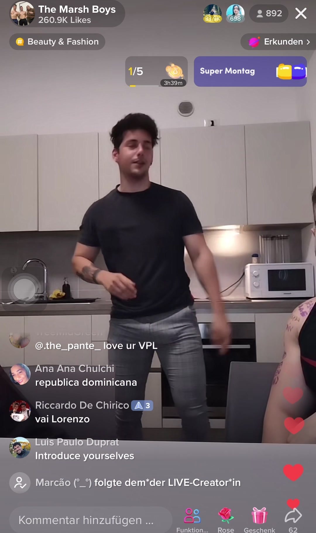 Handsome men livestream