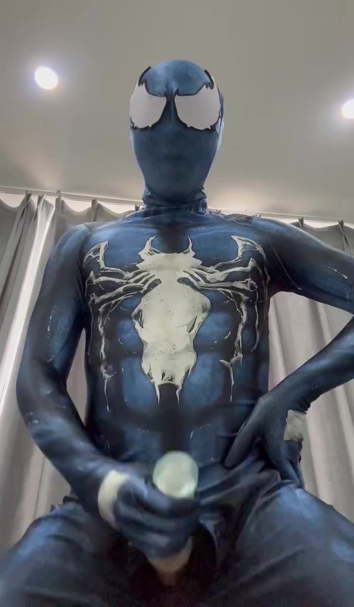 Spiderman jerk off with Tenga Spinner Fleshlight