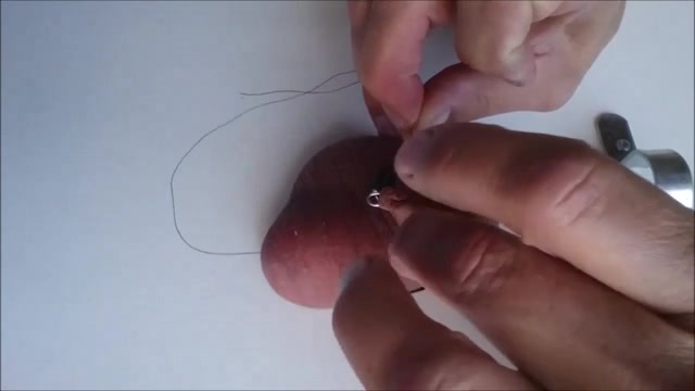 Dude sews his cock up