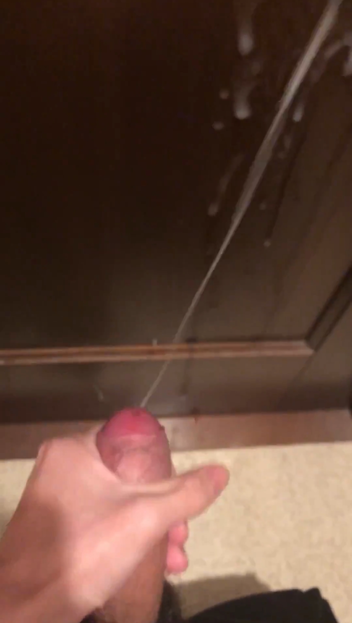 Massive cum load spraying on the door