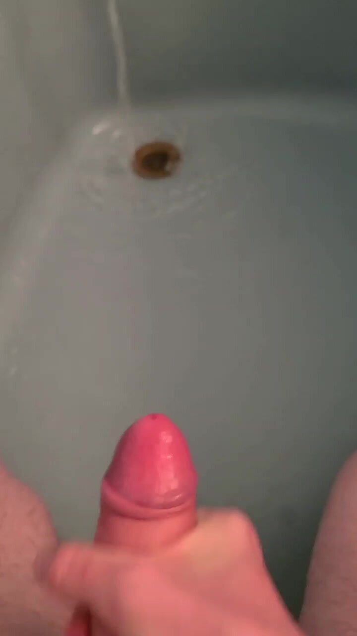 uncut cock cums in bath