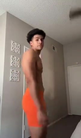 Hot boy trying on underwear