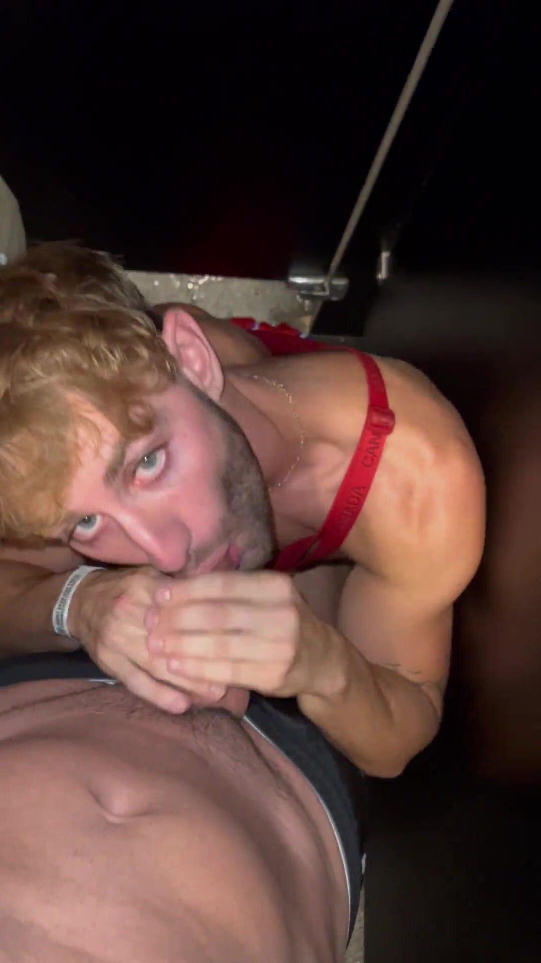 Blond slut sucking cock