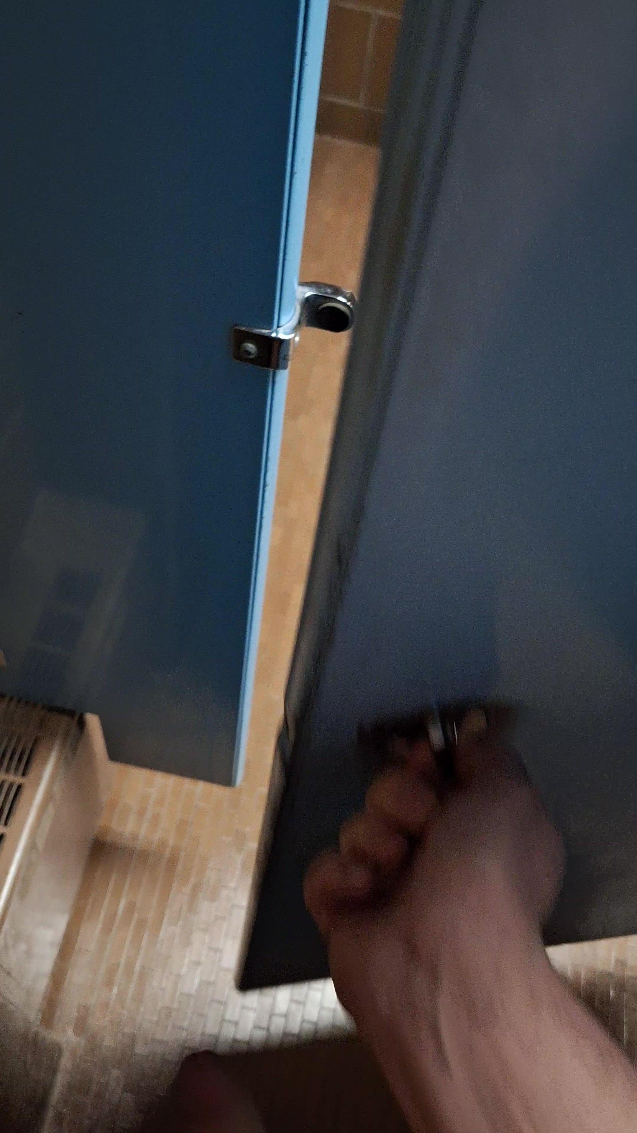 Jerking in University Washroom Again – Fully Naked!