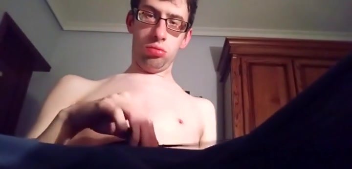 HUNG NERDY BATOR JERKS HIS LONG HAIRY DICK AND CUMS