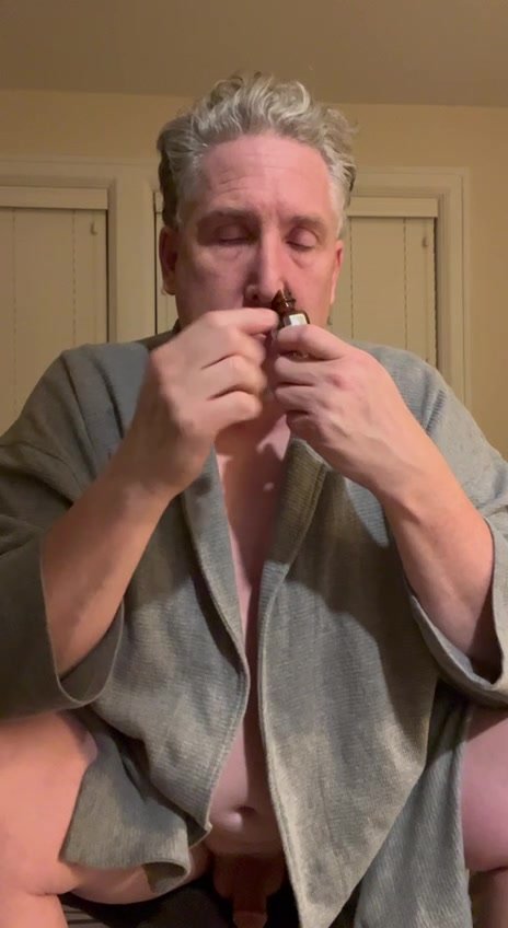Sissy daddy faggot slips off his robe
