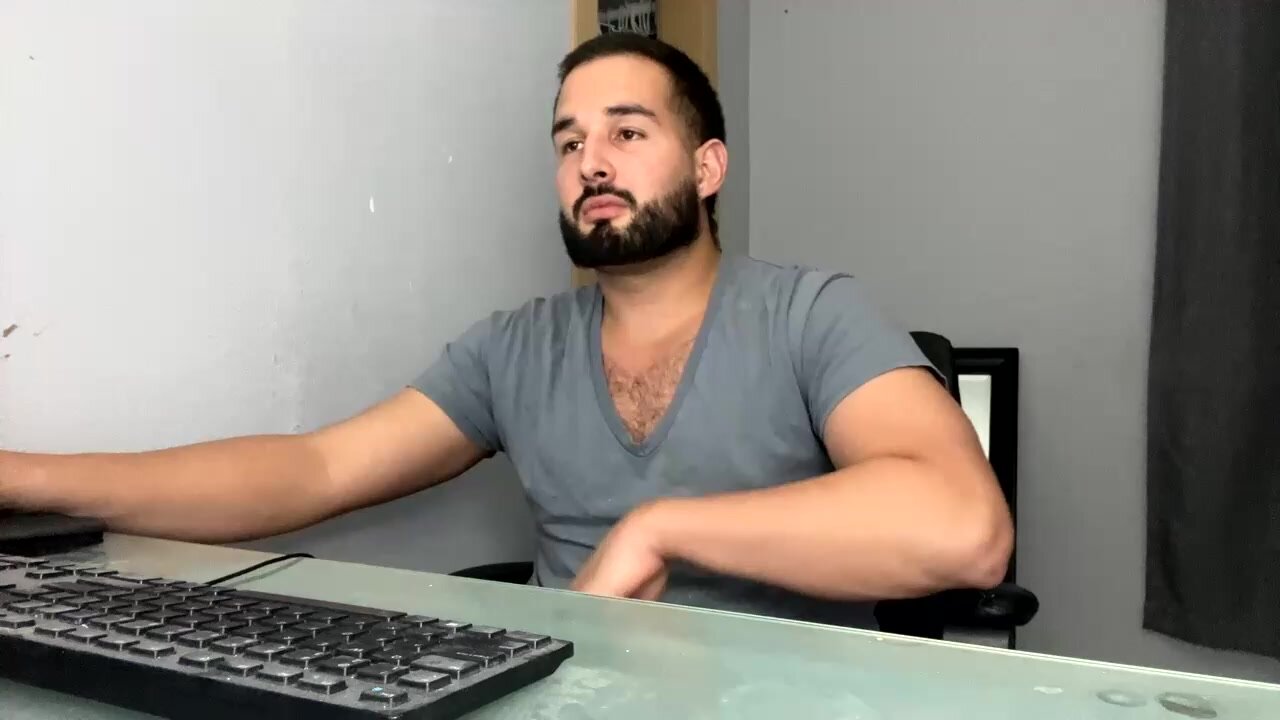 Horny Guy Jerks Off And Cums On His Shirt