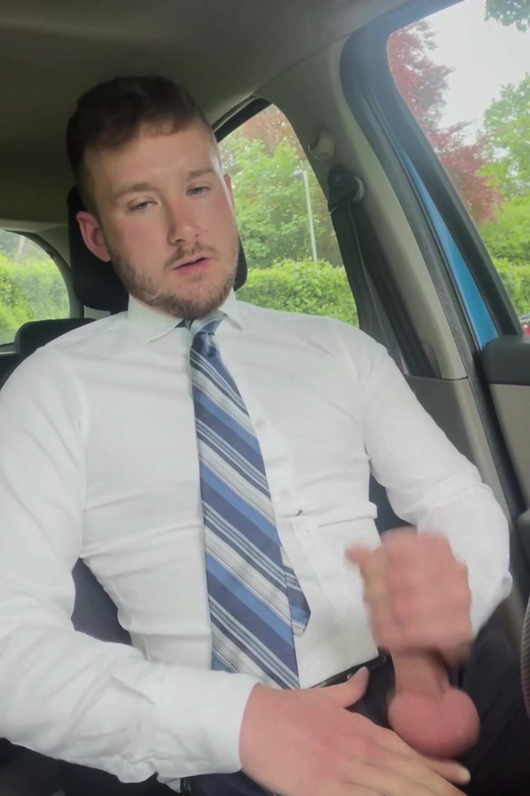 Shy dad wanks before work