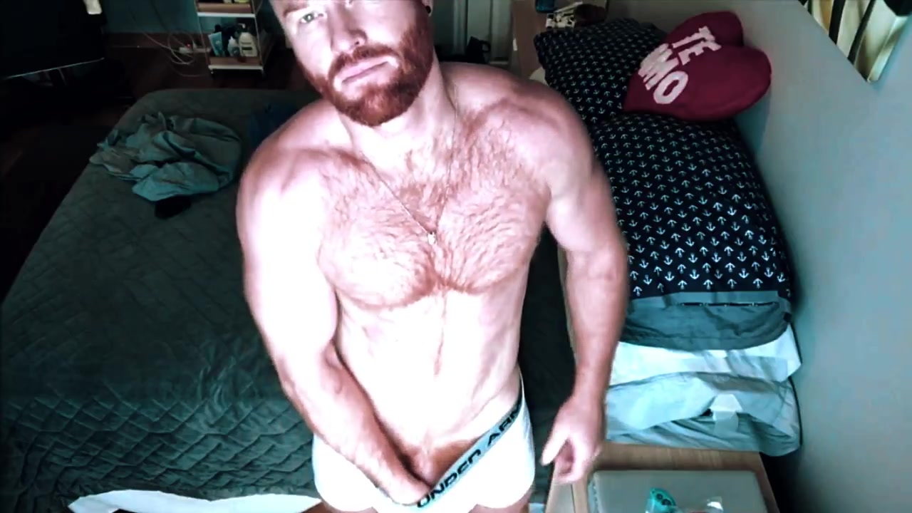GINGER GOD 3 - JACK - HAIRY MUSCLE STUD WHACKS OUT A STAND UP LOAD - Armpit