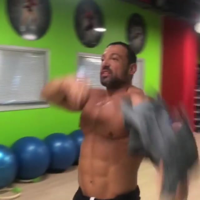 Sweaty muscle man