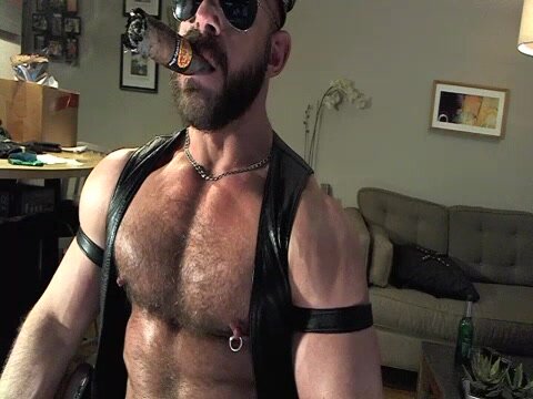 Muscle Daddy smoking the fattest cigar you've ever seen