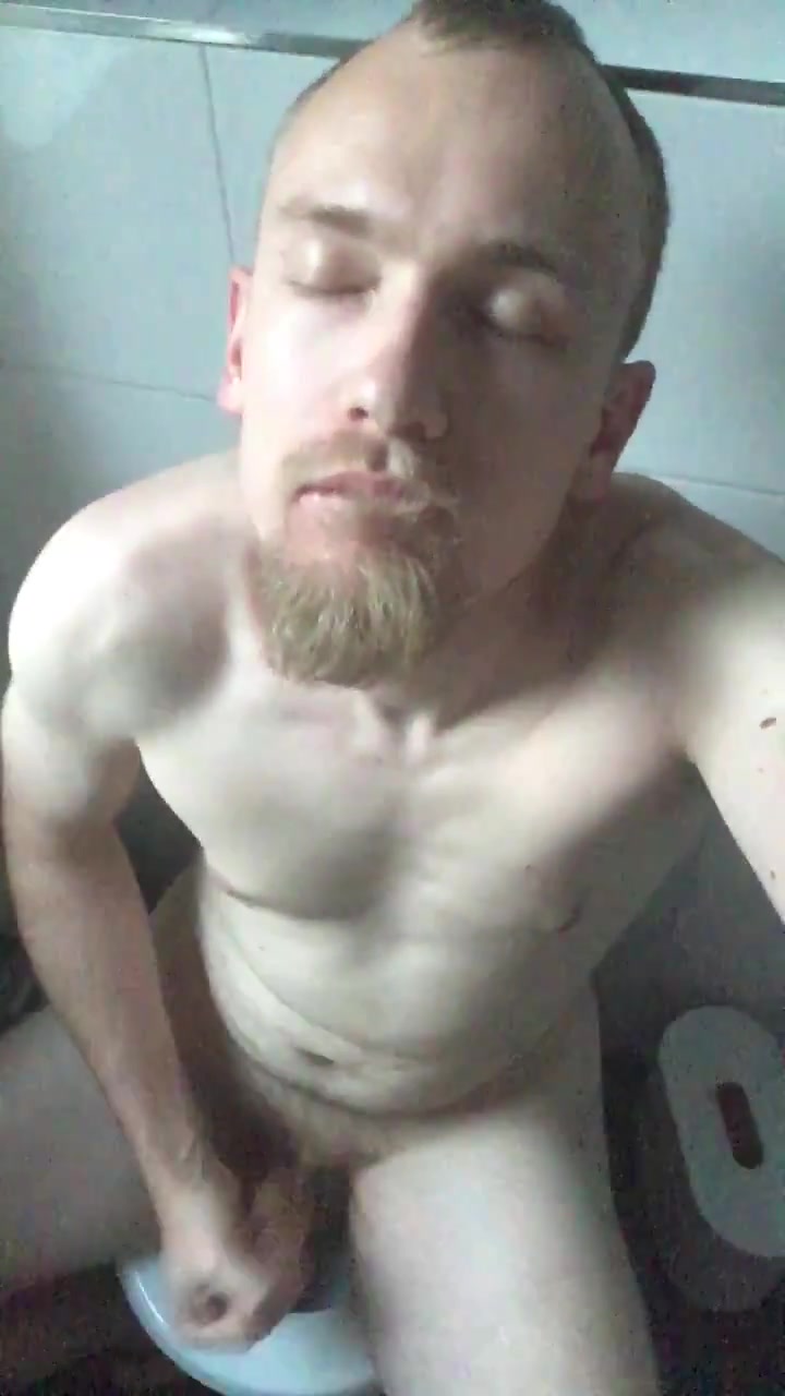 horny fag jerks off on toilet