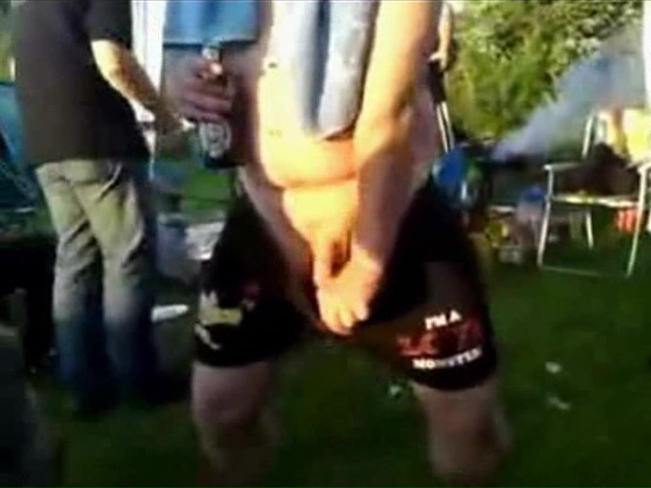 Drunken fat guy gets naked at party