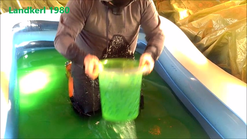 Pig worker gets into slime pool