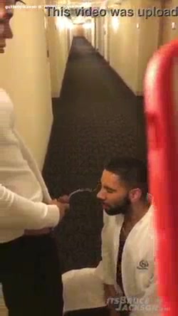 man pisses and spits on hot guy in hotel