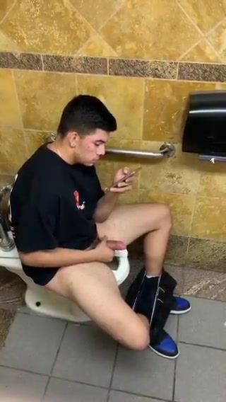 Caught Stroking on Toilet 1