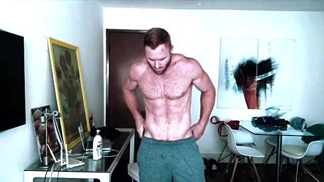 GINGER GOD 4 - JACK - HAIRY MUSCLE STUD WHACKS OUT A STAND UP LOAD 2 ARMPIT