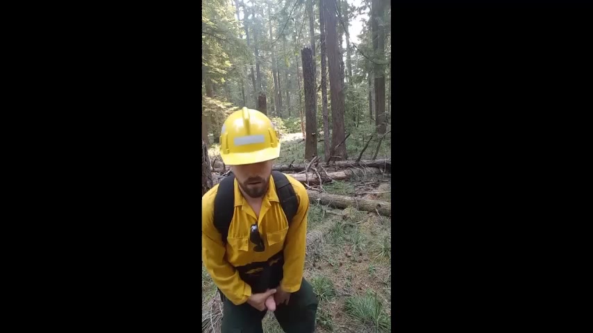 Wildfire Worker Pulling His Cock Out and Cumming