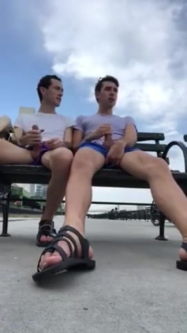 Best Buds Shoot Together on a Bench (Simultaneous Cumbustion)