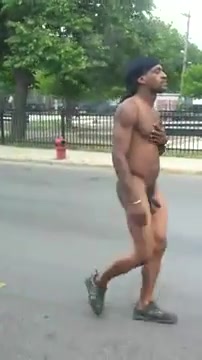 Relaxed Black Stud Naked on the Streets