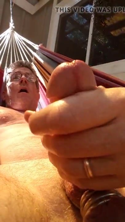 Daddy pig busts a nut in a hammock
