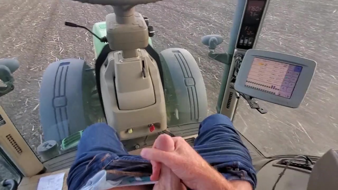 Pig busts a nut on the tractor