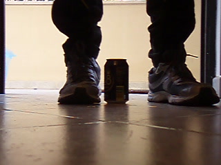cans stomping by my barefeet