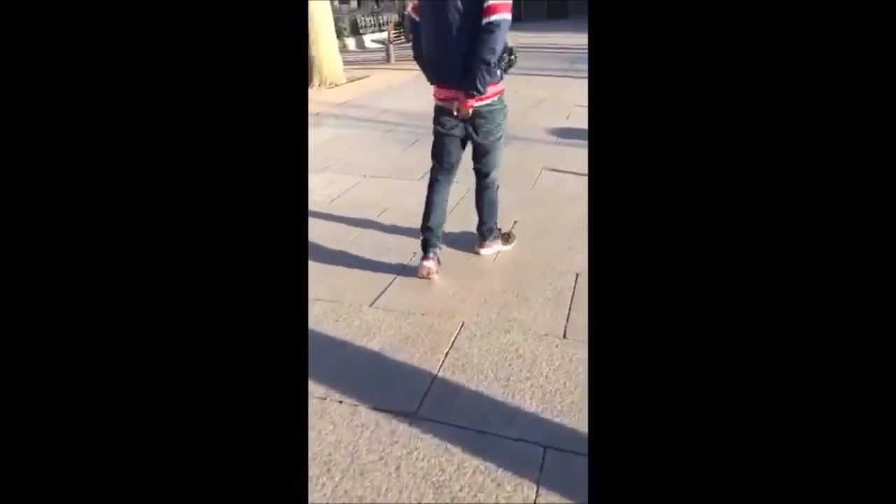Teen boy pooping in his pants while walking