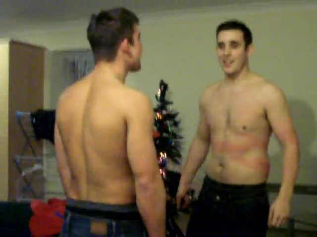 hot bros belt slap their guts