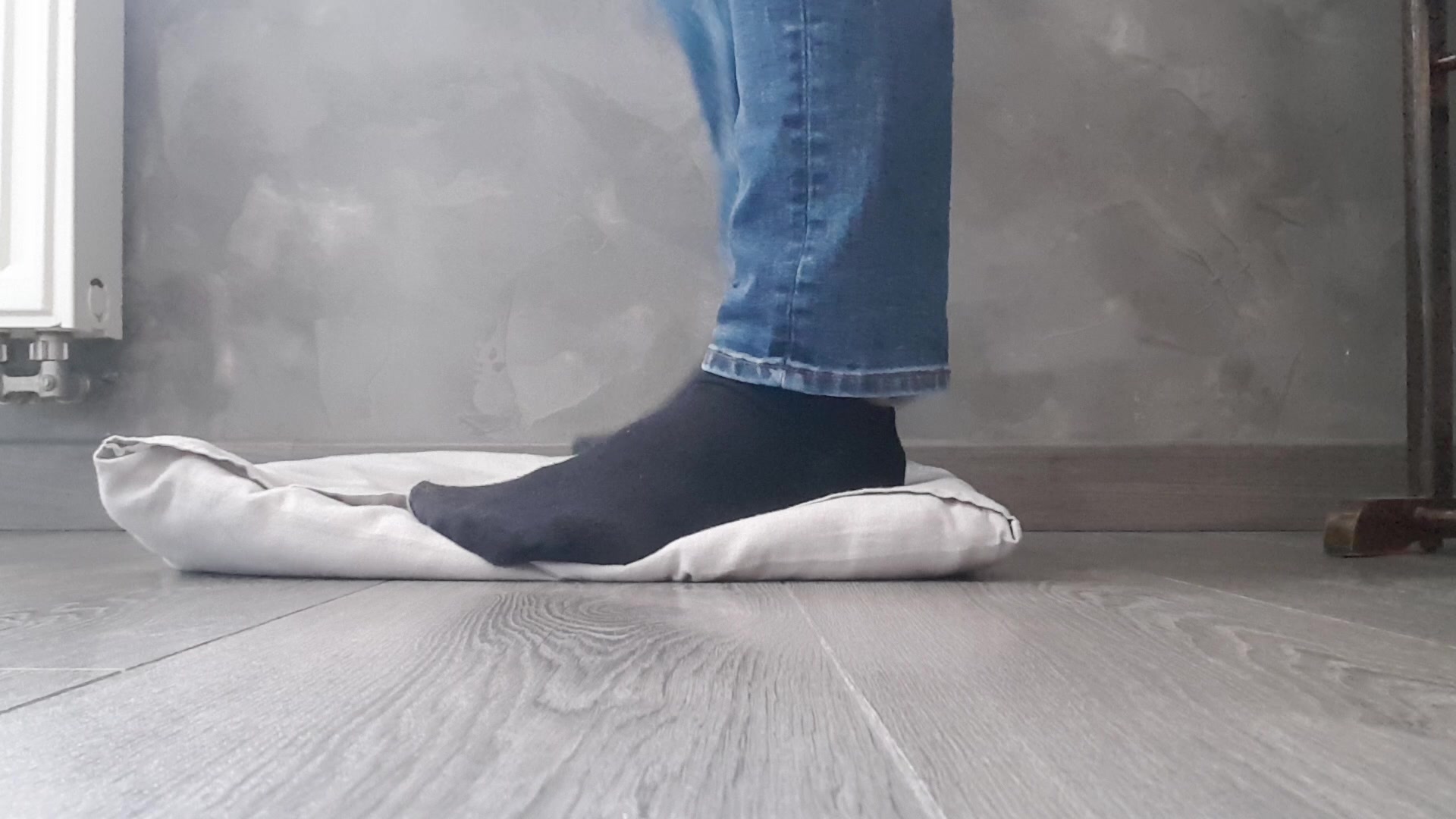 Stomping pillow with old socks