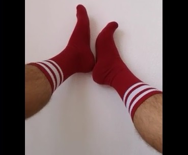 Jerk Off in Red Socks with Cum