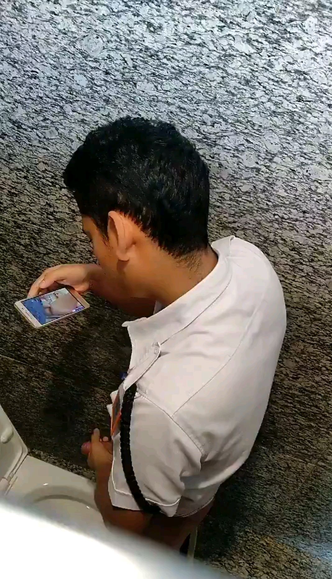 Myanmar Security Guy Hand Play At Toilet