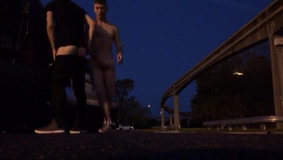 he gets fucked in the parking lot behind cars