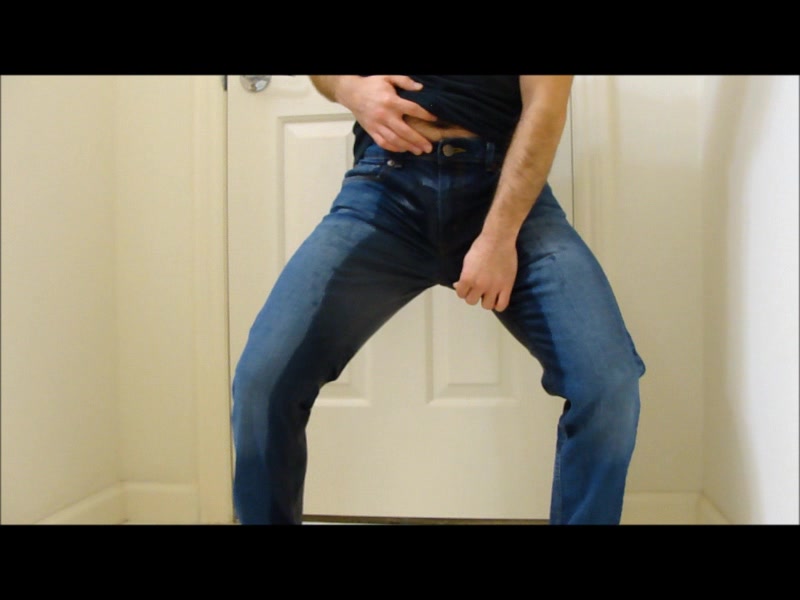 Completely Soaking Jeans & White Briefs (Rewetting 4 times & Cumming)
