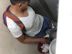 Spy boy jerk off and cum in toilet