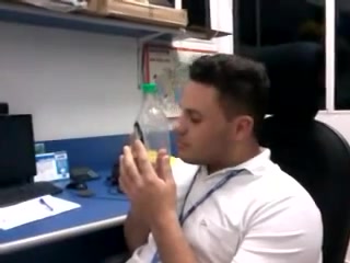 Horny man kissing bottle
