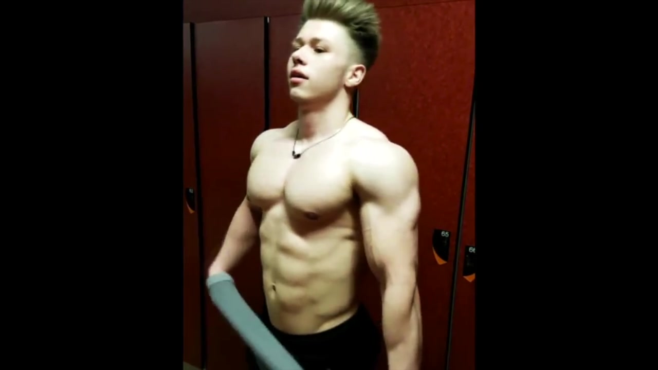 Young solid Muscleteen enjoys his Muscles