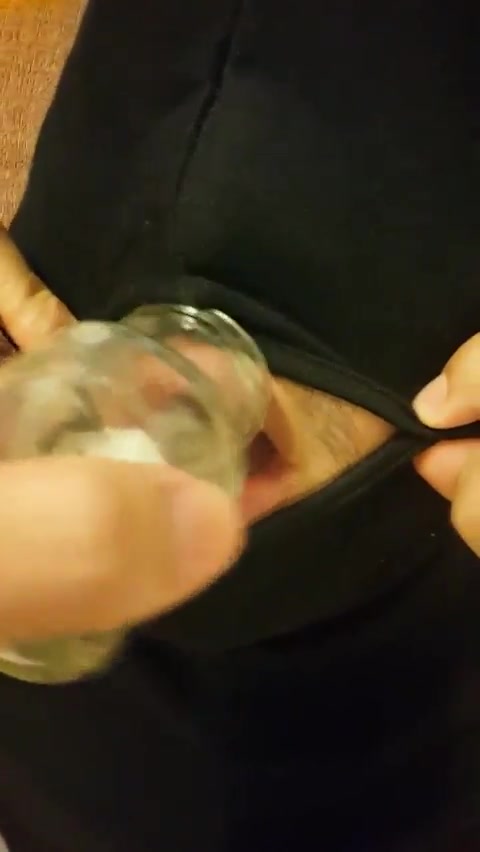 mask slave drink cum from a bottel