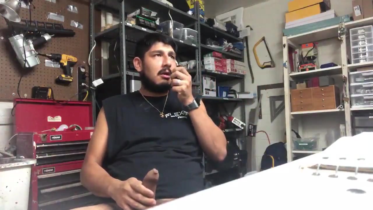 Pig busts a nut in the garage - video 2