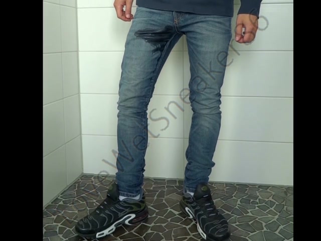 piss in jeans and sneakers