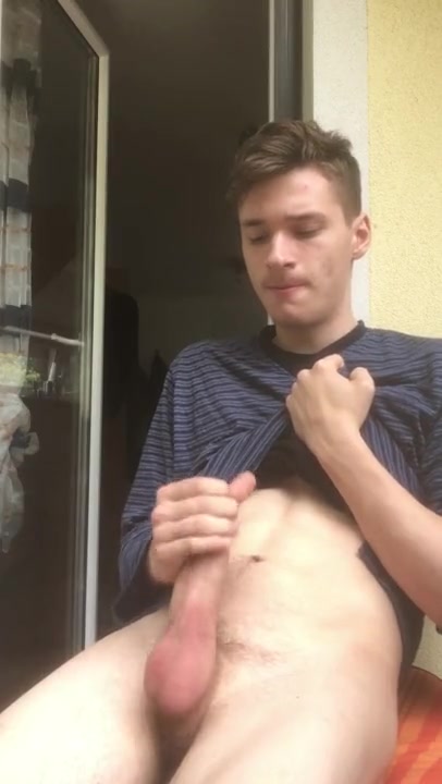 Young Guy Jerks his Cock on Balcony