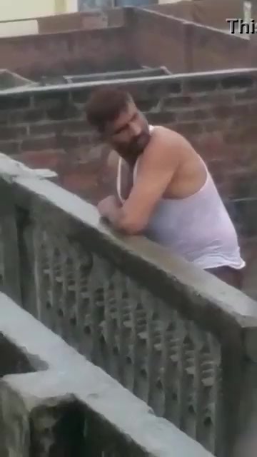 Mature men masturbating in terrace
