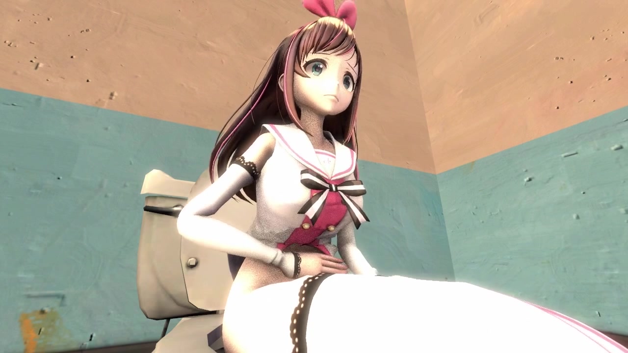 3d girl uses toilet