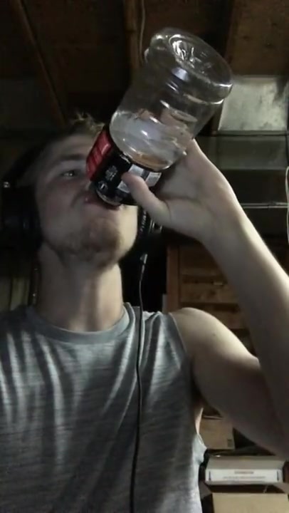 blonde boy drink his piss and puke