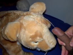 Pissing and cumming on lioness plushie